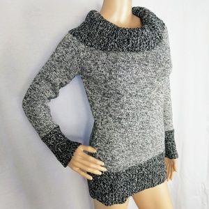 WHBM Cozy Metallic Gray Cowl Turtleneck Sweater